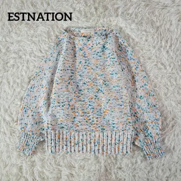 새상품급 에스트네이션 멀티 컬러 니트 크루넥 풀오버