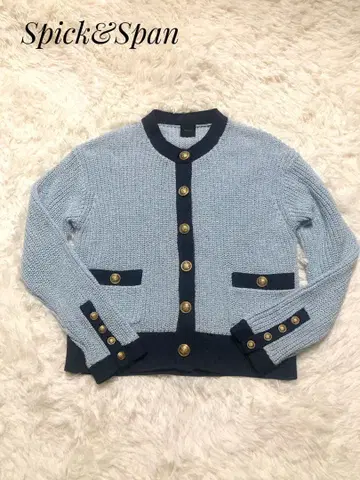 스픽앤스팬 트위드풍 니트 가디건 골드 버튼 Spick&Span