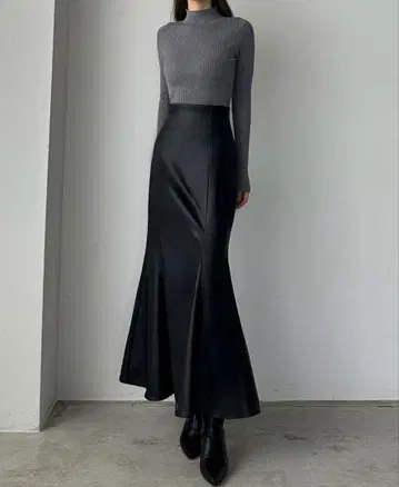 PU 가죽 하이웨스트 머메이드 스커트