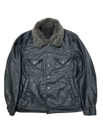 새상품급 yin&yang 블랙 가죽 자켓 퍼 카라 부착 속기모 가을/겨울