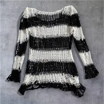 PUNK RAVE 보더 데미지 니트 y2k 그런지 서브컬쳐 시크 스타일