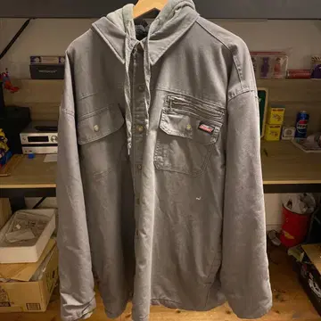 그레이 후드 부착 자켓