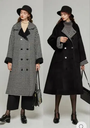 입꼬리에 점이 있는 그녀 트웬티스 블랙 체크 무늬 롱 코트