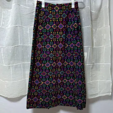 빈티지 기하학 패턴 롱 스커트