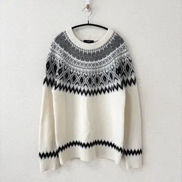 BEAMS HEART 니트 노르딕 무늬 스웨터 M