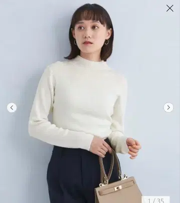 그린 라벨 워셔블 울 리브 보틀넥 니트 풀오버