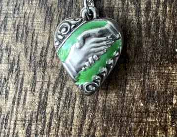 스위트하트 주얼리 핸드셰이크 에나멜 실버 빈티지