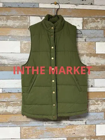올리브 그린 퀼팅 다운 베스트