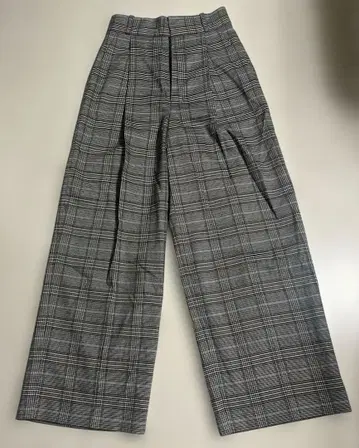 Lily Brown 체크 무늬 와이드 팬츠 그레이 계열