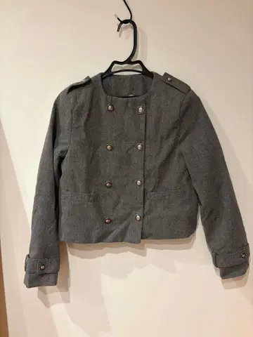 그레이 노카라 더블 브레스트 자켓 S 사이즈