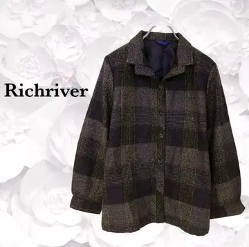 [리치리버] 셔츠 자켓 [L] 퍼플 계열 체크 울 가을/겨울