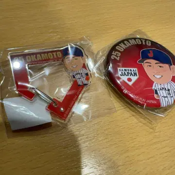 사무라이 재팬 아크릴 카라비너 캔뱃지 오카모토 카즈마 요미우리 자이언츠