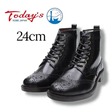 Today's 일본제 천연 가죽 브로그 레이스업 부츠 22.5cm 지퍼