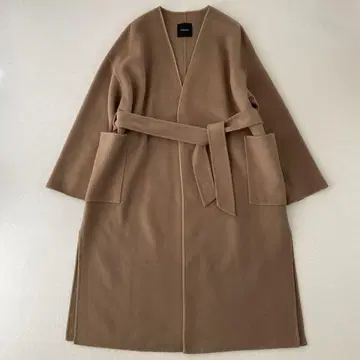 컨디션 최상 노크 NORC 울 리버 노카라 코트 브라운 사이즈 2