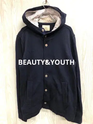 z-771 BEAUTY&YOUTH 네이비 후드 부착 후드티
