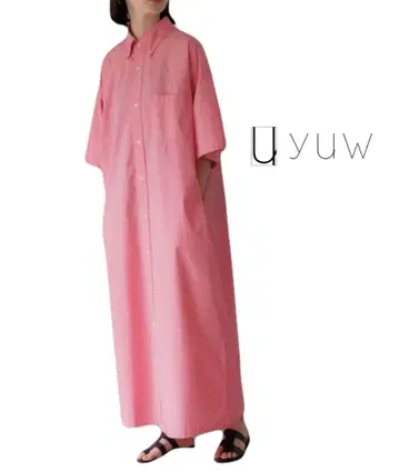 yuw BIG 셔츠 원피스 핑크
