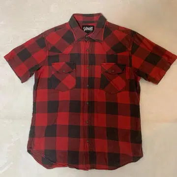 Schott 샷 반팔 플란넬 셔츠 L 사이즈