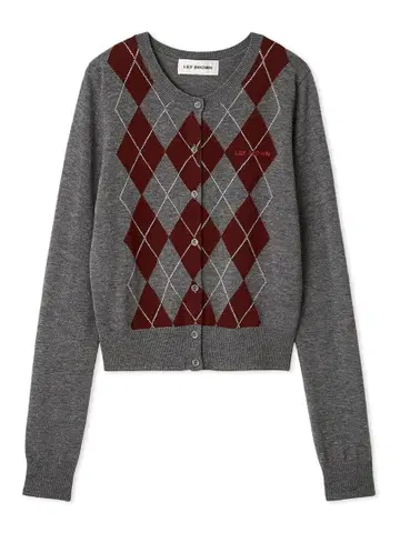 LILY BROWN / 릴리 브라운 로고 자수 아가일 가디건