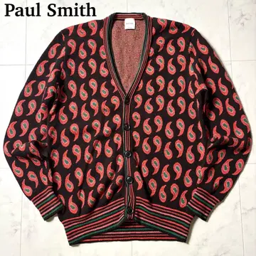 Paul Smith 페이즐리 올 패턴 울 실크 니트 가디건 M