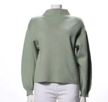 그린 하이넥 니트 스웨터