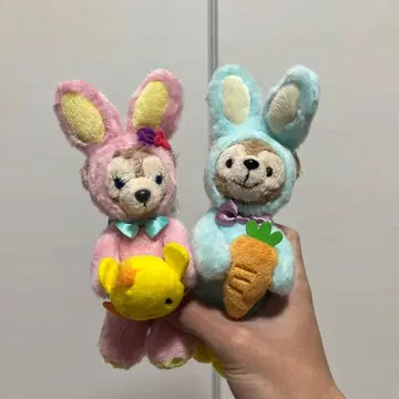 홍콩 디즈니 부활절 더피 봉제 인형 키체인 2세트