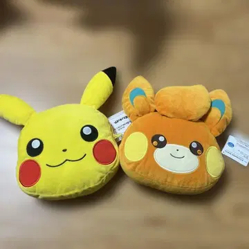 새상품 포켓몬스터 큰 얼굴형 봉제 인형 파우치 피카츄 파모 미사용