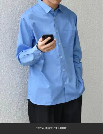 [ 완판템 ] ships any 레귤러 카라 셔츠 25AW 블루 셔츠 M