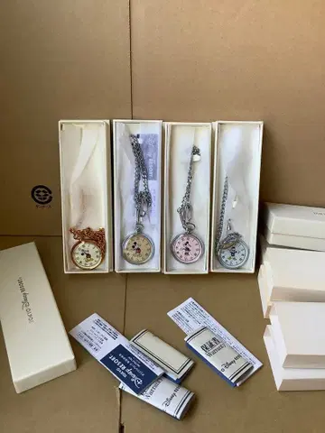 디즈니 미키 미니 도날드 회중시계 4개 세트