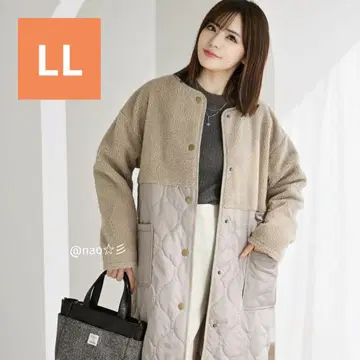 새상품 시마무라 MUMU 보아 절개 퀼팅 코트 LL 연한 브라운 롱