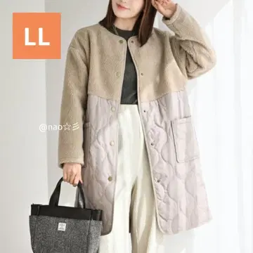 새상품 시마무라 MUMU 보아 절개 퀼팅 코트 LL 연한 브라운 롱