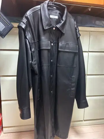 PAGEBOY 에코 가죽 커스텀 롱 블루종