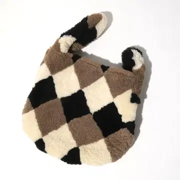 HASHIBAMI 무스탕 원 핸드 백 하쉬바미 퍼 다이아 무늬