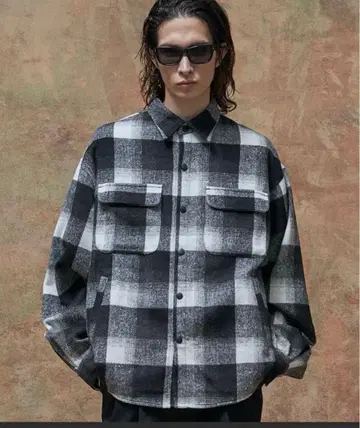 MSML 체크 스냅 버튼 셔츠 셔츠 자켓 L