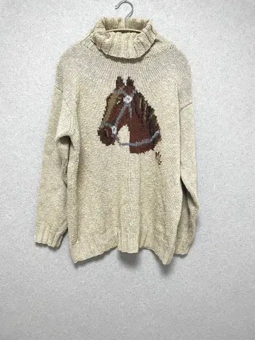 [ 레어 ] 랄프 로렌 홀스 무늬 터틀넥 스웨터 말