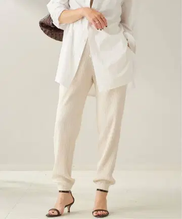 베이스렝지 Baserange 스웨트 팬츠 화이트 리브 팬츠