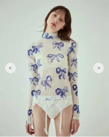 BLUE RIBBON SEE-THROUGH TOPS (HIGH NECK)