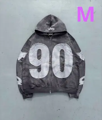 9090 넘버링 위드 스타 로고 집 후디