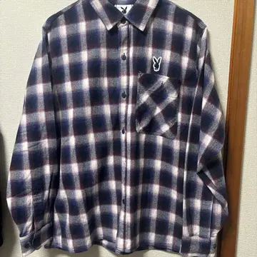 PLAYBOY SEQUENZ 플란넬 셔츠 체크 무늬 오버 사이즈 셔츠