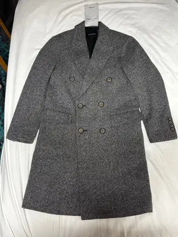 그레이 더블 브레스트 롱 코트