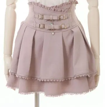 LIZLISA 핑크 2단 리본 벨트 치마바지 스커트