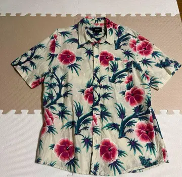 HUF 플라워 프린트 반팔 셔츠 L 사이즈 하프