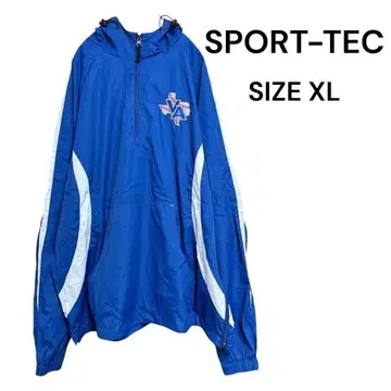SPORT-TEC 나일론 지퍼 후드티 자켓 블루 구제 의류 XL