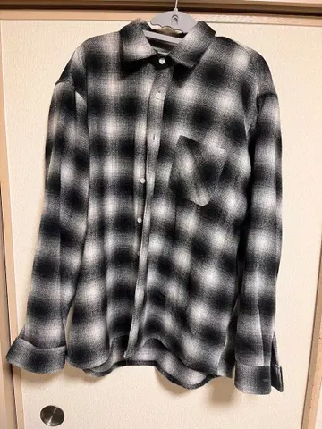 체크 무늬 긴팔 셔츠 블랙 그레이