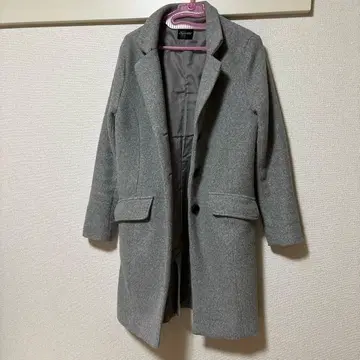 그레이 체스터 코트 울 혼방