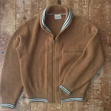 50s USA제 kandel 숄카라 지퍼 니트 스웨터