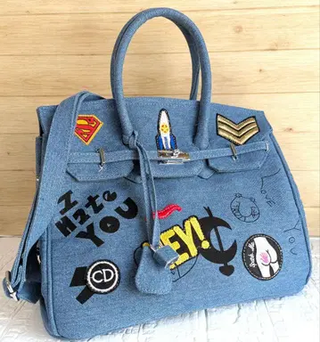 미카레미카레 밀리터리 와펜 토트백 숄더백 데님