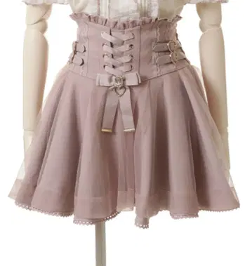 LIZLISA 레이스업 코르셋 치마바지 핑크