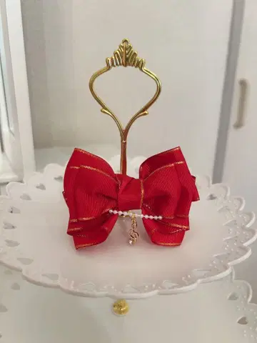 빨간색 리본 액세서리 음표 참 포함