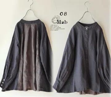 새상품할인 08mab 그레이*배색절개 블라우스 셔츠 긴팔 린넨 1061