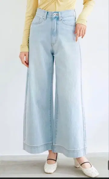 플레어 와이드 데님 팬츠 블루 코코딜